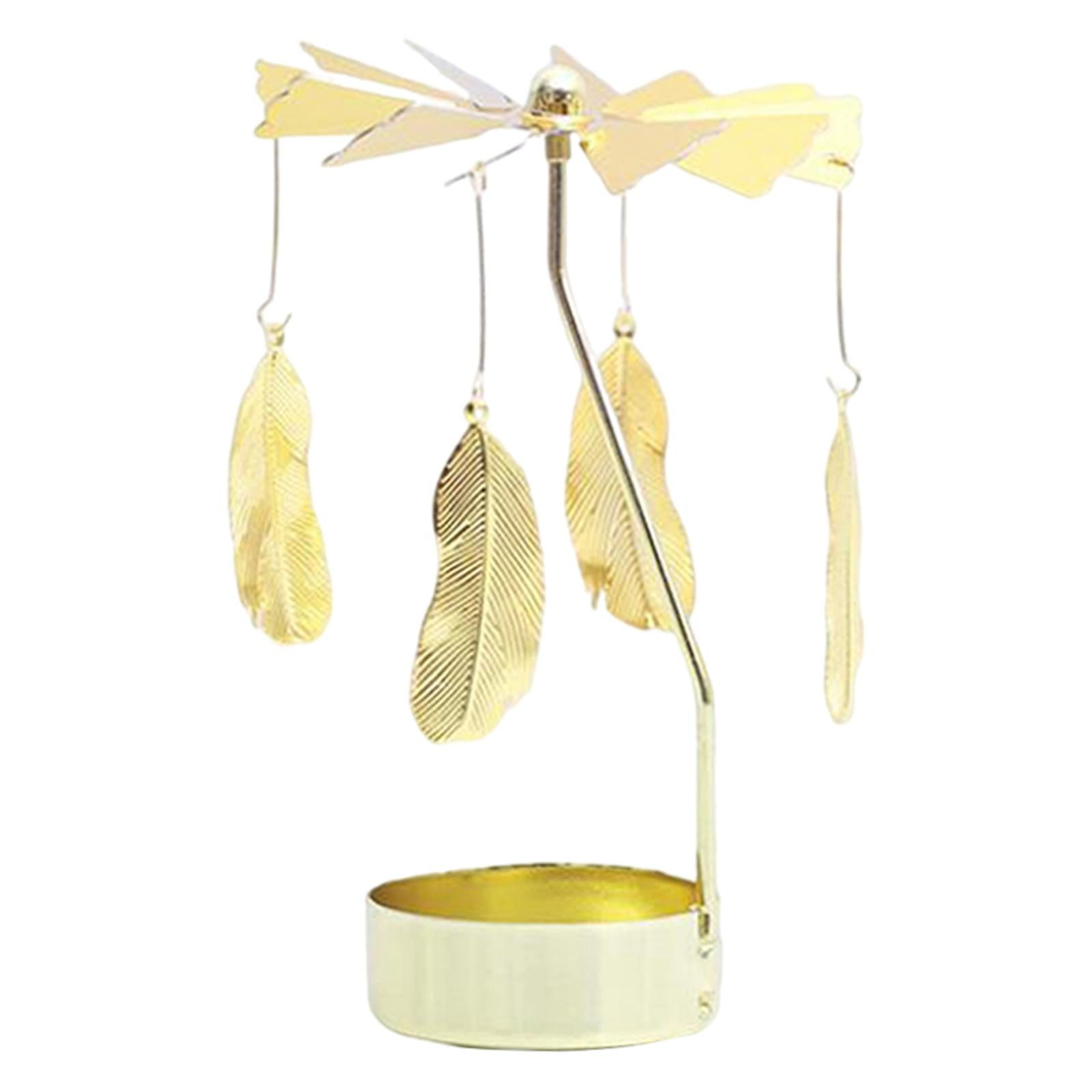 Golden Rotating Candle Holder Holder Tray Plate Home Candlestick