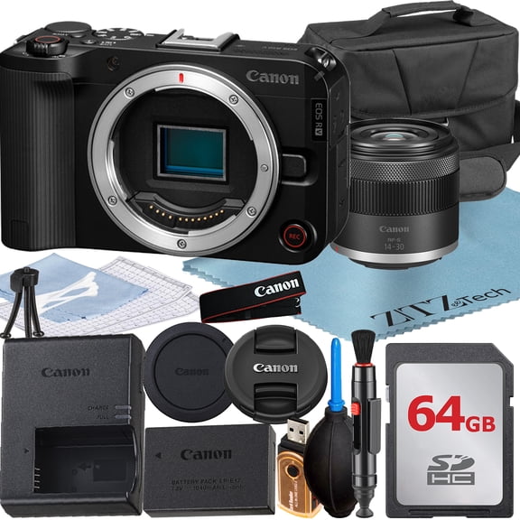 Canon EOS R50 V Mirrorless Camera with 14-30mm Lens   64GB Memory Card   ZeeTech Accessory Bundle (International Version)