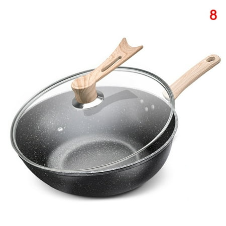 

Frying Pan with Lid Non-Stick Granite Small Frying Pan Wok Multifunctional Easy to Clean for Kitchen.