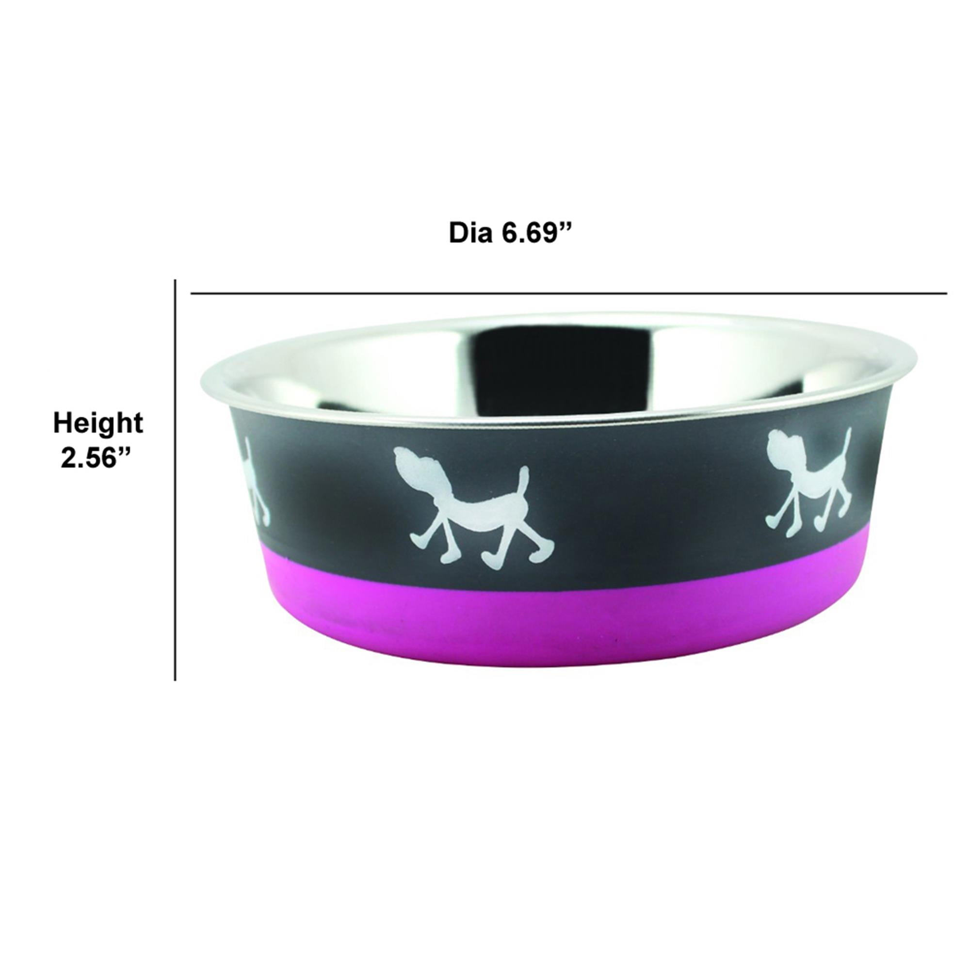 Pefilos 28.7 oz Stainless Steel Pet Bowl with Anti Skid Rubber Base and Dog Design, 2Pcs 6.69"x2.56" Dog Bowls for Small Dogs, Purple Pefilos 28.7 oz Stainless Steel Pet Bowl with Anti Skid Rubber Base and Dog Design, 2Pcs 6.69"x2.56" Dog Bowls for Small Dogs, Purple