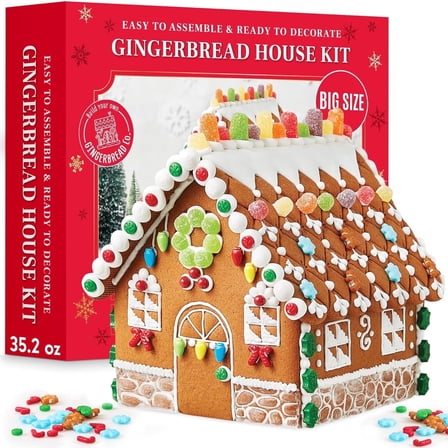 Taboom Large Gingerbread House Kit, 13-Piece DIY Holiday Gingerbread Cookie Decorating Kit, Easy-to-Assemble Baking Set, Contains Wheat & Milk, Large Size