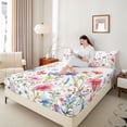 thumbnail image 4 of Homewish Chic Flowers Twin Sheet Sets 3pcs for Teens Boys Girls,Spring Garden Twin Fitted Sheet Microfiber,Flying Butterflies Breathable Flat Sheet,Lightweight Room Decor, 4 of 7