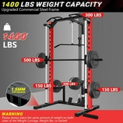 VIBESPARK Smith Machine Power Rack with Lat-Pull Down Pulley System & Cable Row, Multi-Functional Squat Rack Cage with Barbell Bar, Landmine, Pull-up Bar and More Attachment for Home Gym
