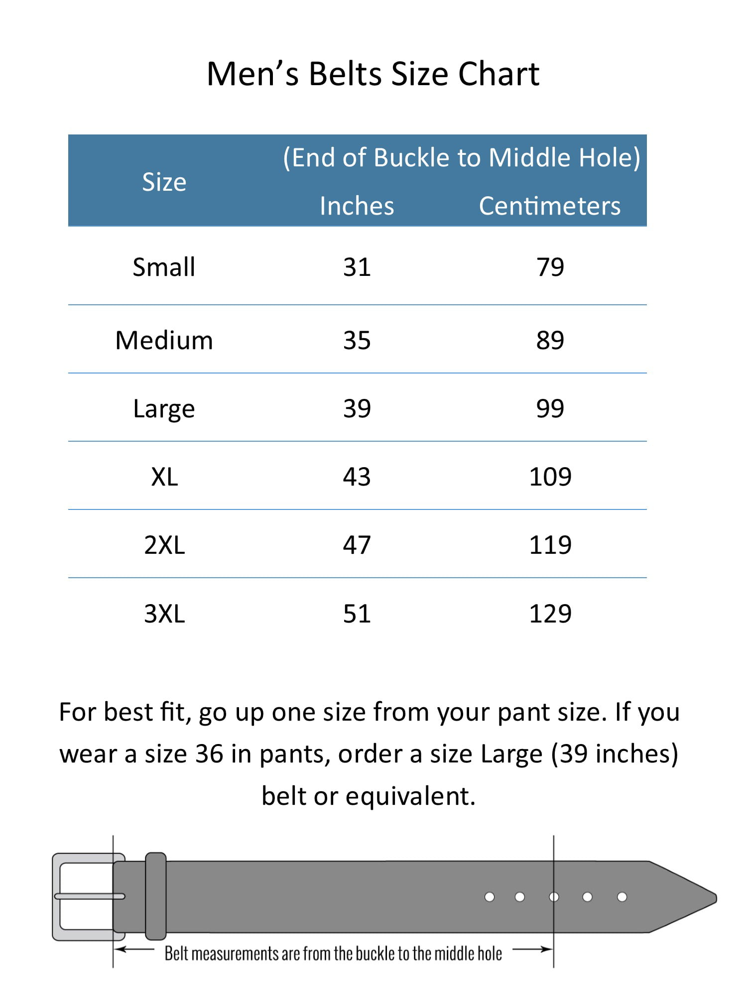 Buckle Size Chart