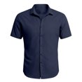 thumbnail image 3 of DGMIOCS Chemise à Manches Courtes Durable et Tendance pour Homme Bleu Marine P, 3 of 4