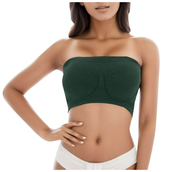 Xijirk Tank Tops Strapless Padded Fitness Top Supportive Stretch Yoga Sports Bandeau Bra Comfortable Workout Wear Camisole Tops for Women,Dark Green,5XL