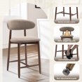 thumbnail image 6 of Mid Century Modern Kitchen Bar Stools Set of 1, Counter Height Stools with Curved Back and Wooden Frame,Upholstered Seat Camel, 6 of 9