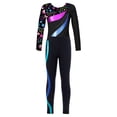 thumbnail image 2 of iixpin Kids Girls Rhinestone Long Sleeve Gymnastic Leotard with Athletic Leggings Dance Skating Costume Tracksuit Star Black&Blue 8, 2 of 7