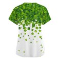 thumbnail image 4 of yuCgh Women's V-Neck Short Sleeve Overalls with Pockets, St. Patrick's Day Print, Casual Work Uniform Top for Nursing,Fluorescent Green 5XL, 4 of 5