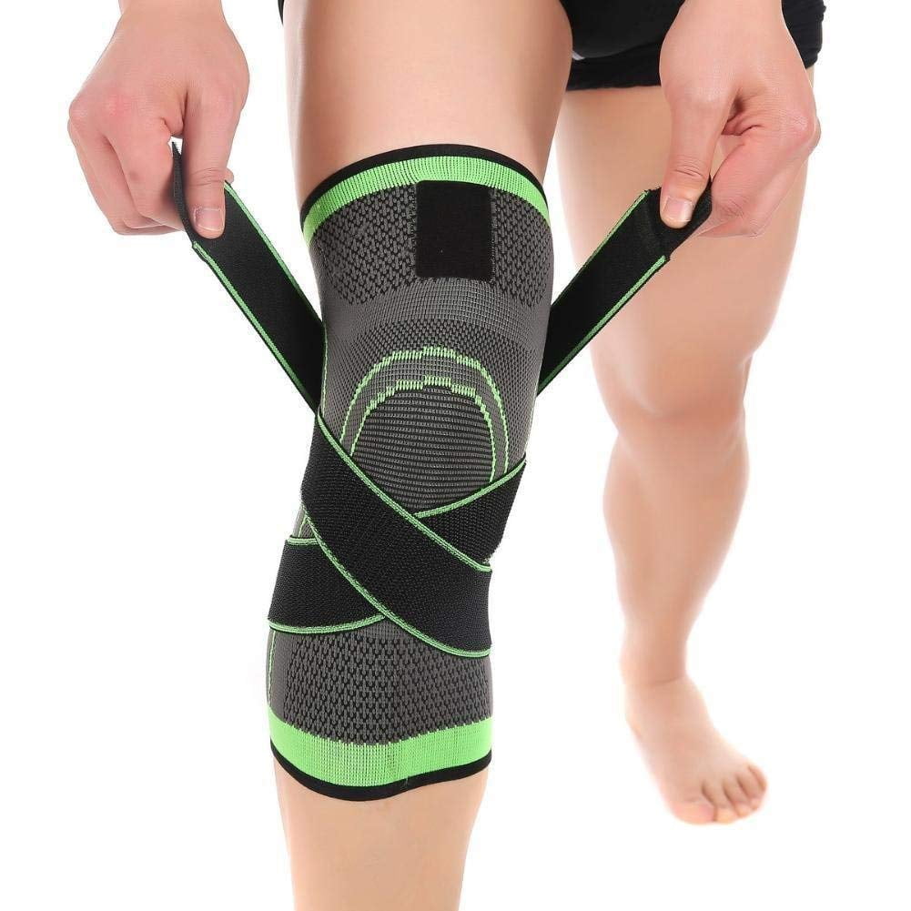 Compression Knee Support Sleeve with Adjustable Straps Sports Injury Brace 