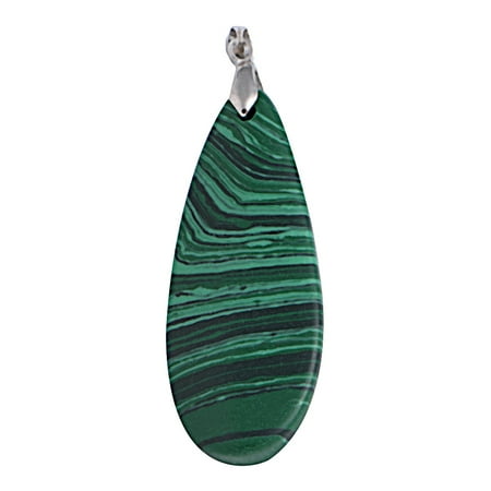 

ZPAQI Elegant Teardrop Malachite Gemstone Gem Pendant Jewelry 50x20mm
