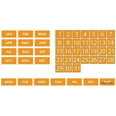 

Whiteboard Calendar Magnet Bundle (Dates Days Of The Week Months) By (Orange 0.75 X0.75 )