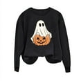 thumbnail image 6 of Womens Sweatshirts Halloween Printed Round Neck Long Sleeved Sweatshirts,Tops for Women Black, 6 of 6