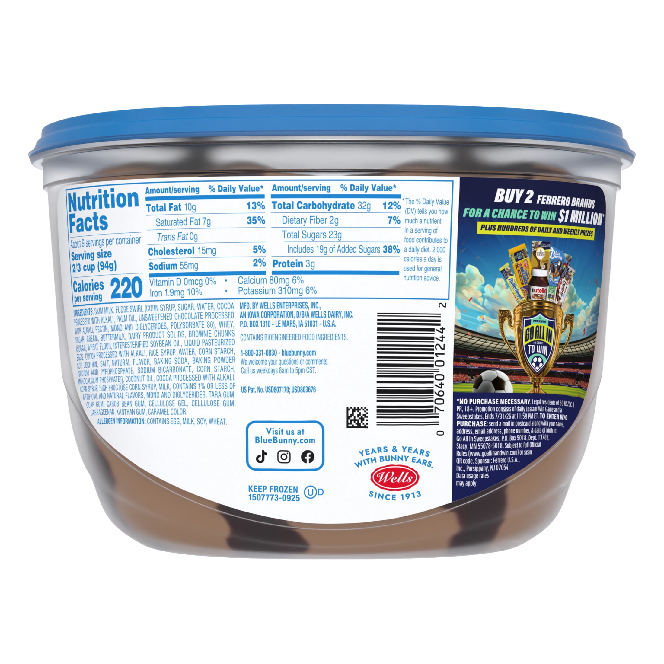 Blue Bunny Super Fudge Brownie Premium Frozen Dessert, 46 fl oz