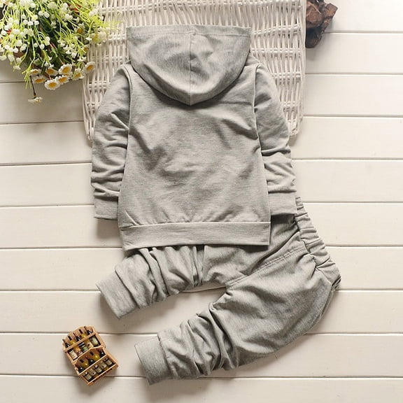 Angala Outfit For Little Boys Solid Color Long Sleeve Crew Neck Sweatshirt Jogger Pants Set Boys Fall Casual Clothes Size 100