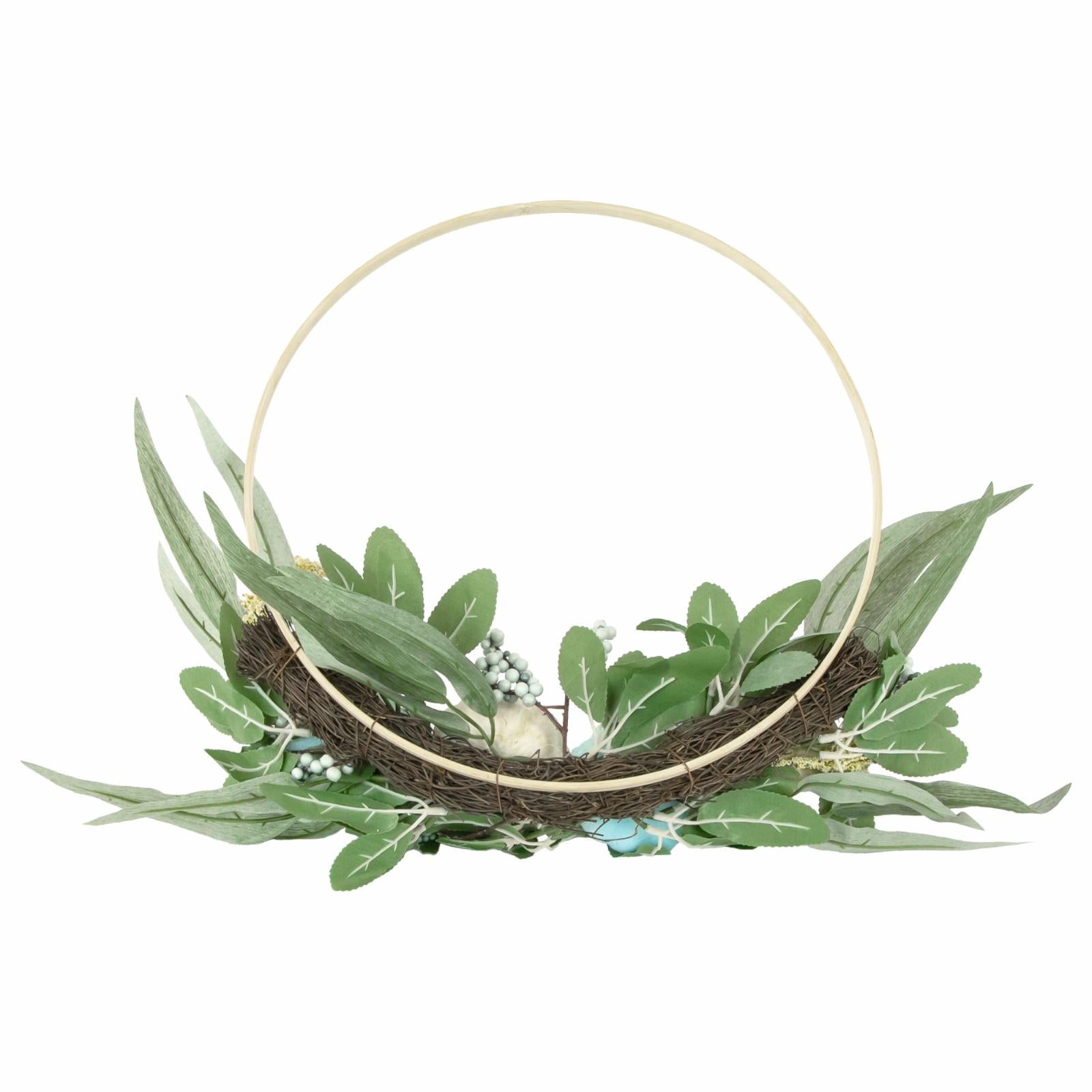 Northlight 18"" Blue Pumpkins and Foliage Artificial Thanksgiving Half Wreath
