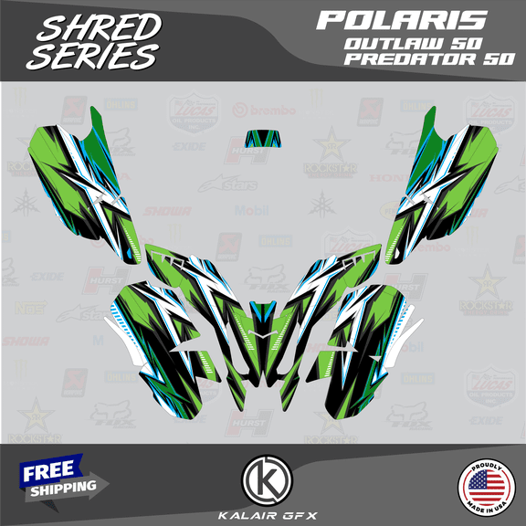 Kalair GFX Graphics Kit for Polaris ATV PREDATOR50 (2004-2007), and OUTLAW50 (2008-2019) Shred Series