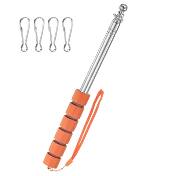 Uxcell 5.25Ft/1.6M Telescopic Flag Pole with Clips Orange