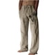 thumbnail image 2 of Pantalones largos de lino para hombre, pantalones holgados de playa con estampado hawaiano, cintura elástica y cordón ajustable, estampado en caliente., 2 of 5