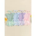 thumbnail image 4 of Baby Girls 3Pcs Summer Outfit Fly Sleeve Romper + Bow Front Shorts + Headband Set Newborn Clothes, 4 of 10