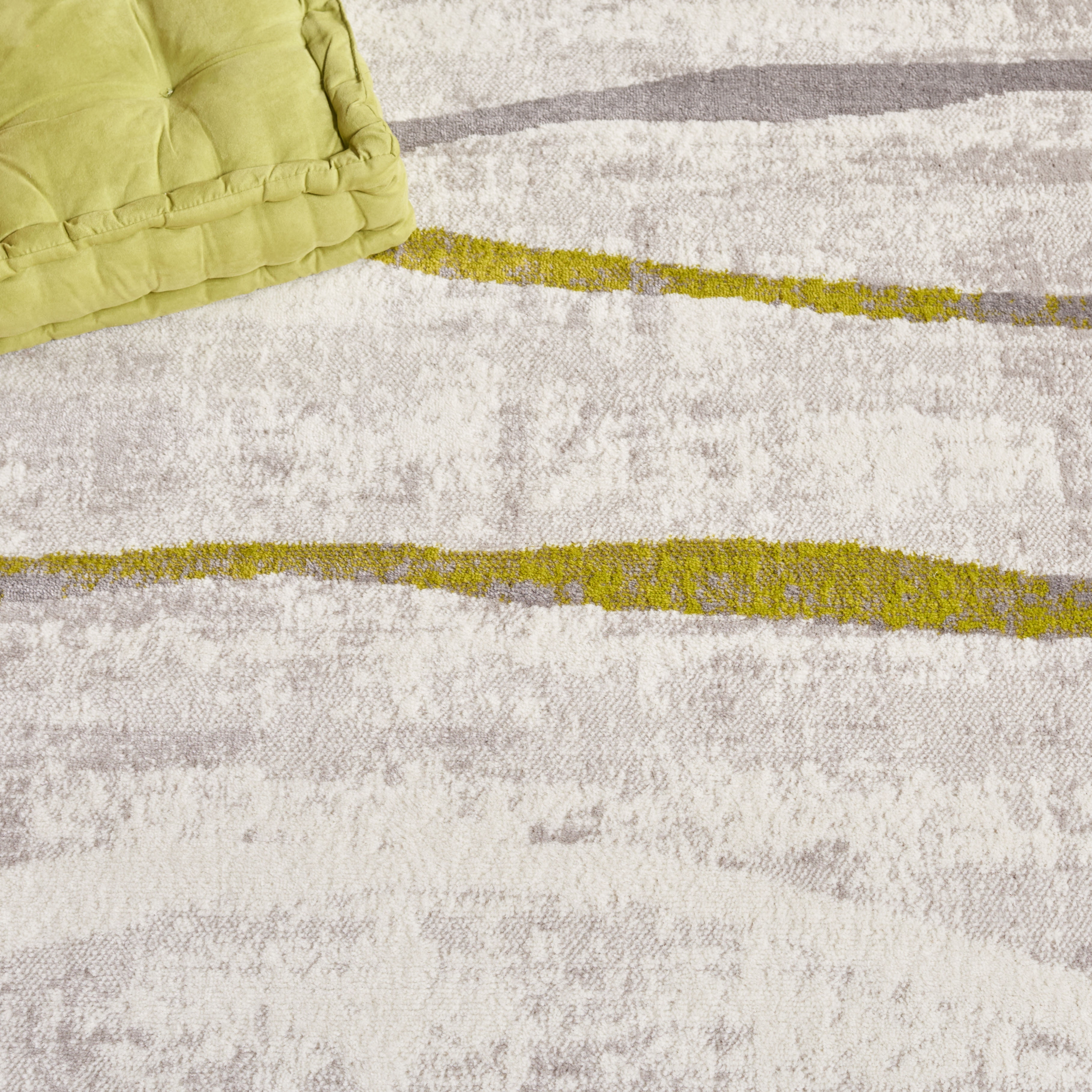 SAFAVIEH Skyler Elouise Geometric Striped Runner Rug, Ivory Grey/Green, 2' x 8'