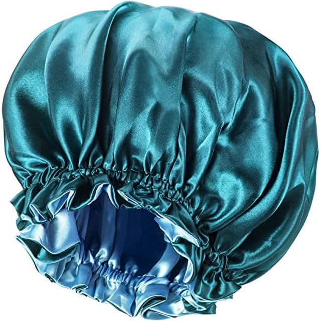Gorro de satén con forro de seda para mujer, gorros de ducha reversibles grandes, gorros de dormir de satén, cabello Natural rizado brillar Electrónica
