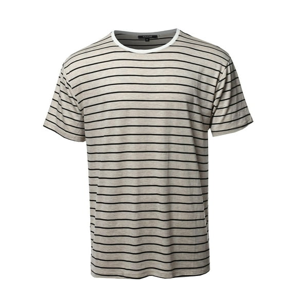 FashionOutfit Men's Vertical Striped Crew Neck Tee - Made In USA