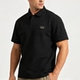 thumbnail image 5 of Men's Summer Breathable Polo Shirt, Loose Fit Short Sleeve Work Shirt with Chest Pocket and Emblem Size M-5XL Black, 5 of 6