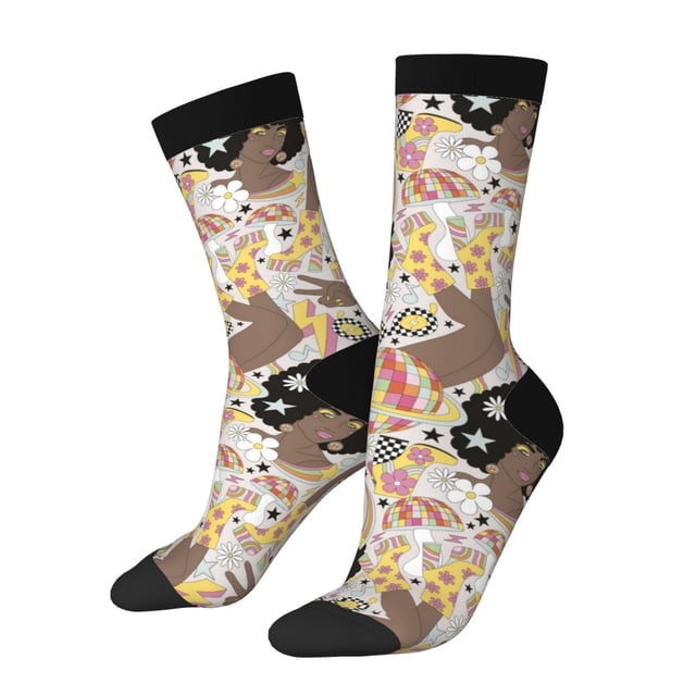 Balery Groovy Disco Calcetas Largas con Estampado para Hombre y Mujer – Suaves y Transpirables, Talla Única (US 5-11)