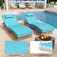 thumbnail image 4 of YODOLLA Ensemble de Loisirs Extérieur 3 Pcs, Chaise Longue Courbée Réglable avec table d'Appoint, Mobilier en Rotin PE durable, Bleu, 4 of 10