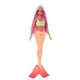 thumbnail image 2 of Muñeca Barbie Sirena con pelo de fantasía rosa y accesorio para diadema, juguete con corpiño inspirado en estrellas de mar y cola naranja suave, 2 of 5