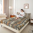 thumbnail image 4 of Feelyou Jungle Tree Plant Queen Sheet Sets, Countryside Branches Men Bed Set, 4-Piece, 4 of 7