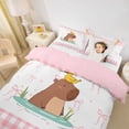 thumbnail image 3 of Erosebridal Kids Cute Capybara Twin Bedding, Pink Bow Buffalo Duvet Cover Set, 2 Pieces, No Comforter, 3 of 5