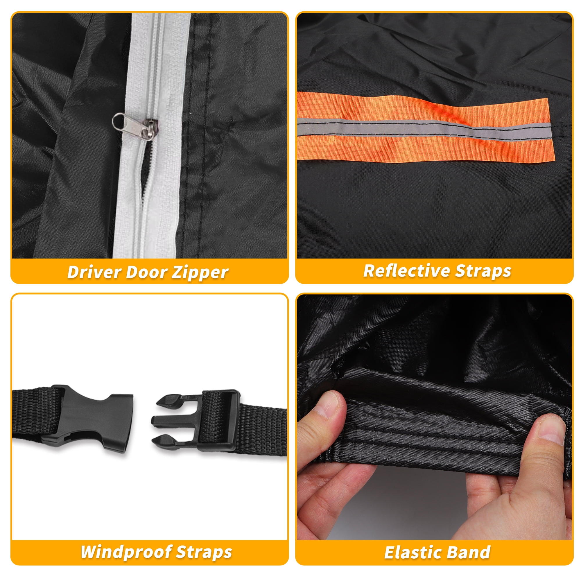 Unique Bargains Universal Car Cover Waterproof Black 177.17"x70.87"x49.21"