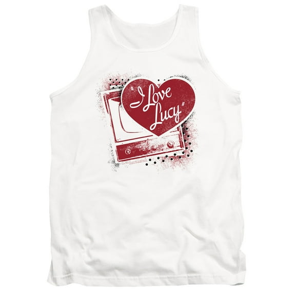 I Love Lucy Spray Paint Heart Adult Tank Top White