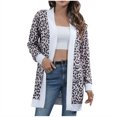 thumbnail image 1 of CEHVOM Manteau Cardigan Long à Manches Longues Imprimé Léopard Ouvert pour Femmes, 1 of 6
