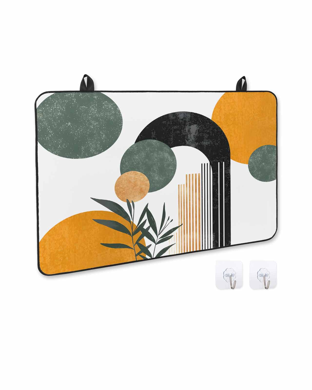 nqOlkjepod Large Induction Cooktop Protector Mat 24"x21", Boho Middle Century Stove Top Covers for Electric Stove, Abstract Orange Geometric Botanical Stove Burner Cover Mats, Glass Top Stove Cover