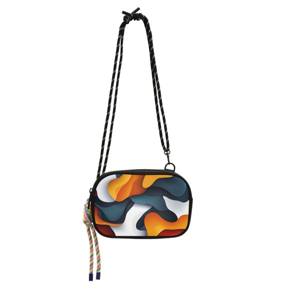 FORMRS Mini Crossbody Bag for Women Adjustable Shoulder Rope Travel Casual Phone Purse, Abstract Wavy