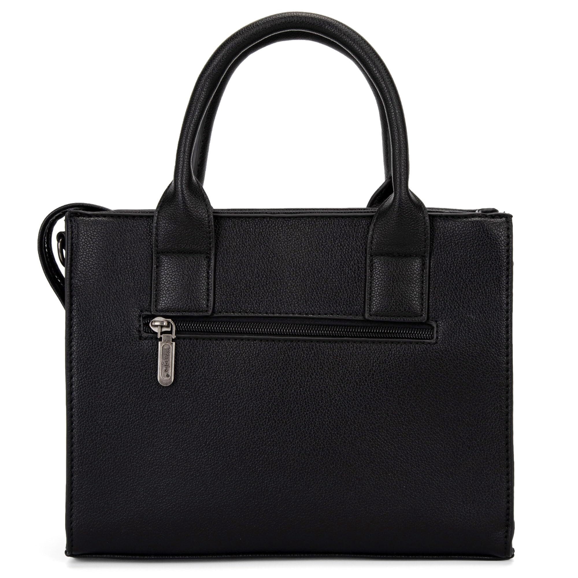 Wrangler Purse Medium Tote Bags for Women with Card Holder Wallet Designer Satchel Top-handle Handbags, Classic-Black
