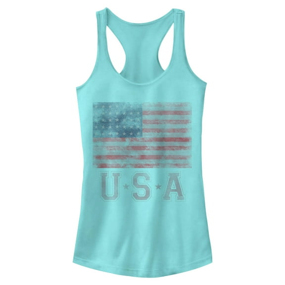 Junior's Lost Gods Fourth of July USA Flag Stars Racerback Tank Top Cancun Small