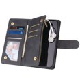 thumbnail image 2 of Dteck Case for Apple iPhone 12 Pro 6.1-inch,Luxury Leather Zipper Wallet Kickstand Case Magnetic Buckle Horizontal Flip Cover with 5 Card Slots/Photo Pocket for iPhone 12 6.1",Black, 2 of 8