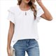 thumbnail image 3 of Blusas de Verano para Mujer, con Volantes, Corta, Cuello Redondo, Informales, Plisadas Al Frente, Básicas. XL, 3 of 9