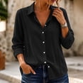 thumbnail image 5 of TEAJOPSUU Women's Trendy Cotton Blend Tops Long Sleeve Collared Button Down Shirts Casual Lace Trim Comfy Blouses B-Black, 5 of 5