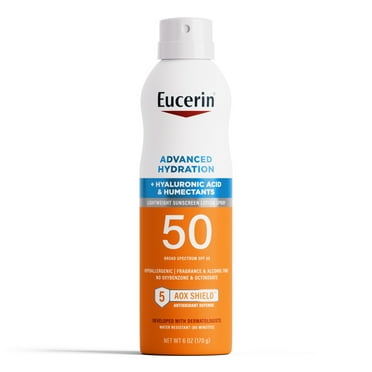 Eucerin Sun Advanced Hydration SPF 50 Sunscreen Spray, Lightweight, Hypoallergenic, 6 oz