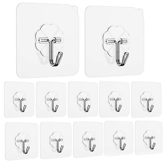 12 Uds ganchos adhesivos ganchos de utilidad ganchos para abrigos resistentes ganchos sin costura impermeables y a prueba de aceite, gancho de pared reutilizable para