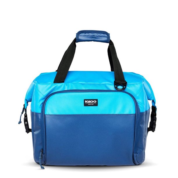 Igloo Durable & Adjustable Insulated Snapdown 36 Can Cooler Bag, Blue