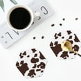 thumbnail image 4 of Honeii Brown Cow Print Leather Coaster Set of 4, Ideal for Safeguarding Your Furniture from Drinks Spills and Effortless Cleanup-Hexagon, 4 of 6