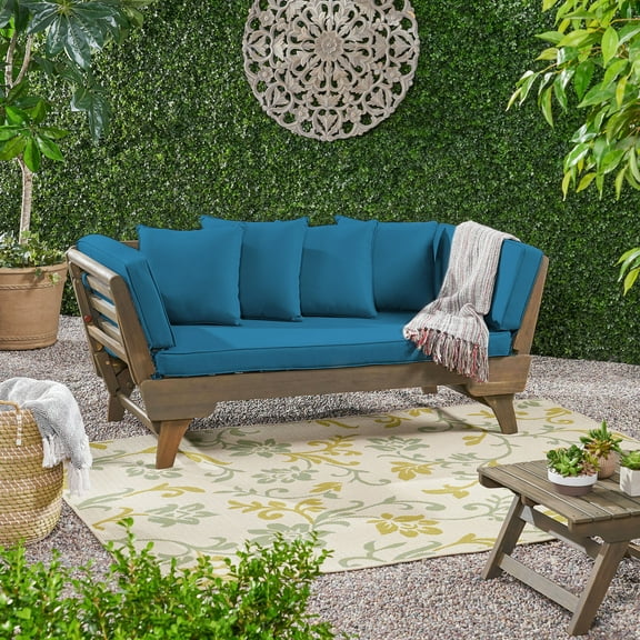 Outdoor Daybed In Grey - Waterproof Fabric And Wood For A Relaxing Patio Cozy Frame Cushions