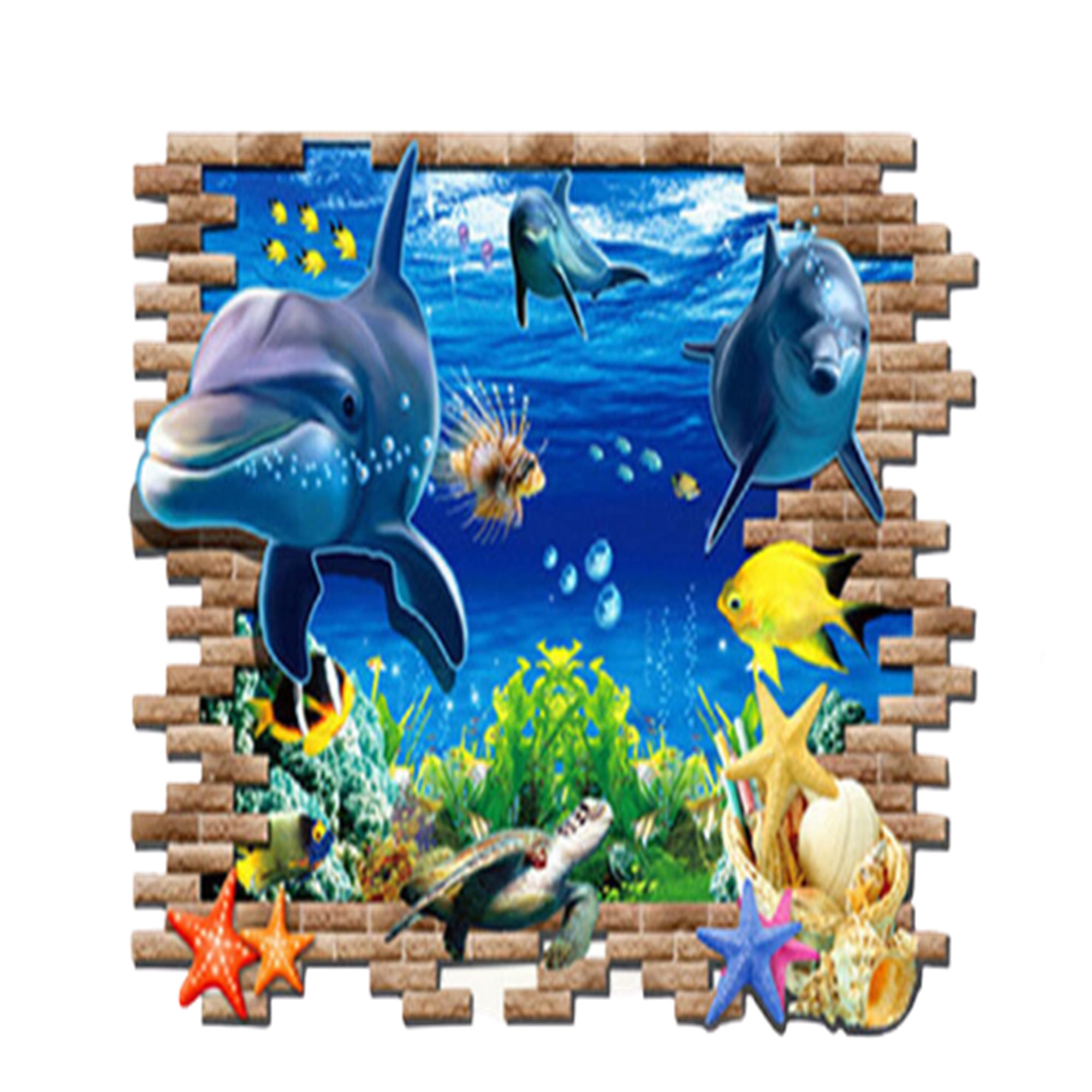 Style 3D PVC Door Removable Door Sticker for Home Decorations 2PCS Dolphin 