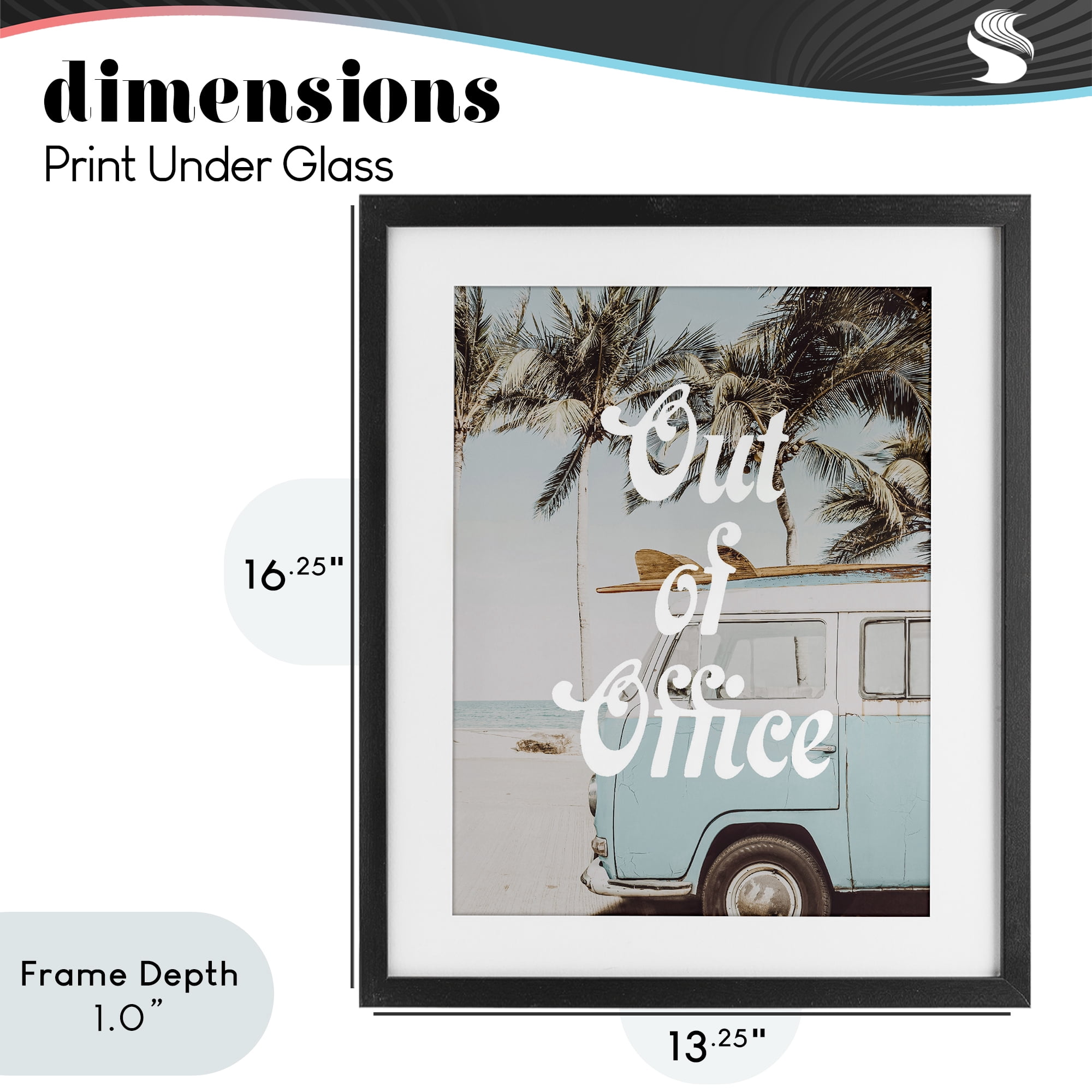 Stupell Industries Retro Out Of Office Beach Black Framed Print Under Glass, design by Lil' Rue
